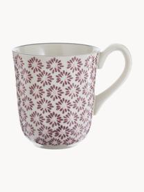 Tasses maison de campagne Maya, 3 élém., Grès cérame, Blanc cassé, mauve, vert sauge, rose pâle, Ø 9 x haut. 10 cm, 360 ml