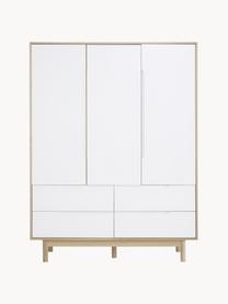 Armoire Cassy, 3 portes, Bois de chêne, blanc, larg. 148 x haut. 195 cm