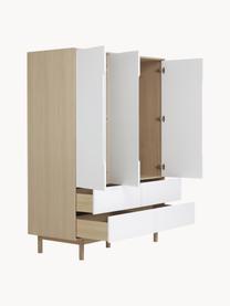 Armario Cassy, 3 puertas, Patas: madera de roble macizo Es, Madera de roble, blanco, An 148 x Al 195 cm