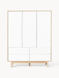 Armoire Cassy, 3 portes, Bois de chêne, blanc, larg. 148 x haut. 195 cm