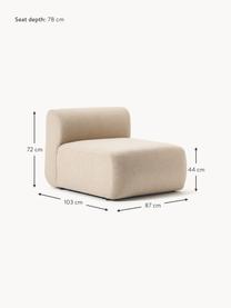 Modulo centrale Sofia, Rivestimento: teddy (100% polipropilene, Struttura: legno di abete, truciolar, Piedini: plastica Questo prodotto , Tessuto beige chiaro, Larg. 87 x Prof. 103 cm