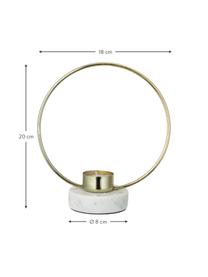 Candelabro Golden Ring, Portavelas: metal, recubierto, Dorado, blanco, An 18 x Al 20 cm