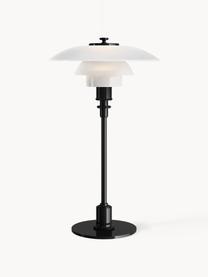 Lampada da tavolo piccolo in vetro soffiato PH 2/1, Paralume: vetro opalino soffiato a , Struttura: ottone metallizzato, Nero, bianco, Ø 20 x Alt. 36 cm