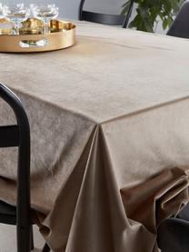 Nappe en velours beige Nicole, 100 % velours de polyester, Beige, Pour 4 à 6 pers. (larg. 140 x long. 200 cm)