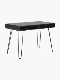 Biurko z litego drewna i metalu Tova, Korpus: lite drewno mangowe lakie, Nogi: metal malowany proszkowo, Drewno mangowe lakierowane na czarno, S 110 x W 60 cm