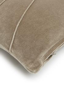 Cuscino in velluto con motivo e imbottitura Pintuck, Rivestimento: 55% rayon, 45% cotone, Taupe, Larg. 45 x Lung. 45 cm