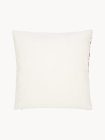 Housse de coussin 45x45 brodée à motif norvégien Orkney, 100 % coton, Rouge, blanc crème, larg. 45 x long. 45 cm