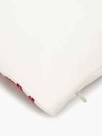 Housse de coussin 45x45 brodée à motif norvégien Orkney, 100 % coton, Rouge, blanc crème, larg. 45 x long. 45 cm