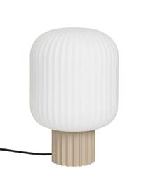 Kleine Skandi-Tischlampe Lolly aus Glas, Lampenschirm: Opalglas, Weiss, Beige, Ø 20 cm