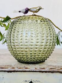 Ručně vyrobená váza s reliéfem Hobnail Globe, V 17 cm, Sklo, Olivově zelená, Ø 25 cm, V 22 cm