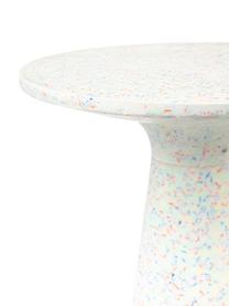 Runder Garten-Beistelltisch Victoria mit recyceltem Kunststoff, Terrazzo, recycelter Kunststoff, Polyresin, Weiss, Mehrfarbig, Ø 40 x H 45 cm