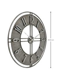 Zegar ścienny Hudson, Metal powlekany, Szary z antycznym wykończeniem, Ø 60 cm