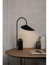 Lampada da tavolo grande con base in marmo Arum, orientabile, Paralume: alluminio verniciato a po, Struttura: ferro verniciato a polver, Piede: marmo, Nero marmorizzato, Larg. 34 x Alt. 50 cm