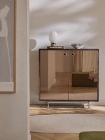 Highboard Scarlett mit Spiegelglas-Türen, Gestell: Massives Mangoholz, Mangoholz, Messingfarben, B 120 x H 120 cm