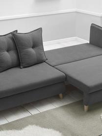 Sofa rozkładana z aksamitu Opti (4-osobowa), Tapicerka: 100% aksamit poliestrowy, Nogi: metal lakierowany, Ciemny szary, S 264 x G 103 cm