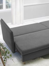Sofa rozkładana z aksamitu Opti (4-osobowa), Tapicerka: 100% aksamit poliestrowy, Nogi: metal lakierowany, Ciemny szary, S 264 x G 103 cm