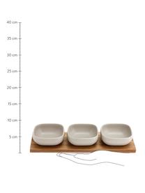 Set apéritif porcelaine et bois d'acacia Essentials, 4 élém., Porcelaine, bois d'acacia, Blanc, bois d'acacia, Lot de différentes tailles