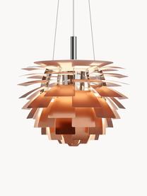 Lámpara de techo PH Artichoke, Pantalla: cobre, Estructura: acero cromado, Cable: cubierto en tela, Cobrizo, Ø 48 x Al 47 cm