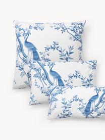 Bavlněný perkálový povlak na polštář s květinovým vzorem Annabelle, Bílá, modrá, Š 40 cm, D 80 cm