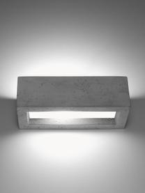 Handgemaakte wandspot Vega van beton, Lampenkap: beton, Diffuser: glas, Lichtgrijs, wit, B 30 x H 12 cm