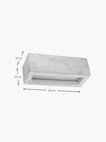 Handgefertigter Wandstrahler Vega aus Beton, Lampenschirm: Beton, Diffusorscheibe: Glas, Hellgrau, Weiß, B 30 x H 12 cm