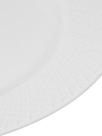 Assiettes plates en porcelaine artisanales Rhombe, 4 pièces, Porcelaine, Blanc, Ø 27 cm