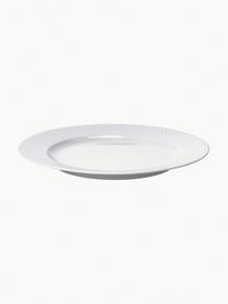 Platos llanos artesanales de porcelana Rhombe, 4 uds., Porcelana, Blanco, Ø 27 cm