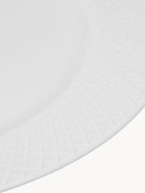 Handgemaakte porseleinen dinerborden Rhombe, 4 stuks, Porselein, Wit, Ø 27 cm
