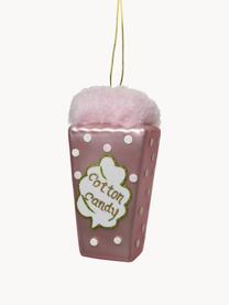 Kerstboomhangers Cotton Candy, set van 2, Glas, Rose, goudkleurig, B 8 x H 14 cm