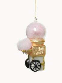 Décoration de sapin de Noël Cotton Candy, 2 élém., Verre, Rose, doré, larg. 8 x haut. 14 cm