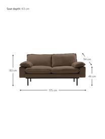 Sofa Magnolia (2-Sitzer) in Braun mit Metall-Füssen, Bezug: 63% Baumwolle, 37% Leinen, Stoff Braun, B 175 x T 94 cm