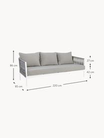 Garten-Loungesofa Florencia (3-Sitzer), Gestell: Aluminium, pulverbeschich, Sitzfläche: Polyester, Webstoff Grau, Weiß, B 220 x T 85 cm