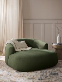 Sillón lounge grande en tejido bouclé Sofia, Tapizado: tejido bouclé (100% polié, Estructura: madera de abeto, tablero , Patas: plástico Este producto es, Bouclé verde oscuro, An 145 x F 144 cm