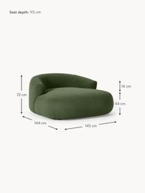 Sillón lounge grande en tejido bouclé Sofia, Tapizado: tejido bouclé (100% polié, Estructura: madera de abeto, tablero , Patas: plástico Este producto es, Bouclé verde oscuro, An 145 x F 144 cm