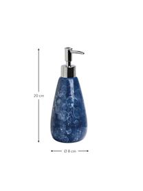 Dosificador de jabón de cerámica Blue Marble, Recipiente: cerámica, Dosificador: plástico (ABS), Azul, Ø 8 x Al 20 cm