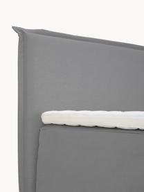 Premium boxspringbed Violet, Matras: 5-zones pocketvering, Poten: massief gelakt berkenhout, Geweven stof donkergrijs, B 140 x L 200 cm, hardheidsgraad H2