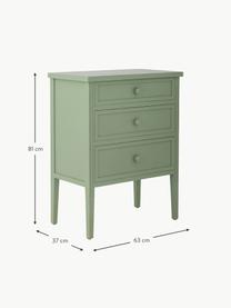 Commode en bois Allison, MDF, bois de sapin, Vert sauge, larg. 63 x haut. 81 cm