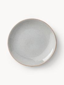 Snídaňové talíře s reaktivní glazurou Hali, 4 ks, Glazovaná kamenina, Modrošedá s hnědým okrajem, Ø 20 cm, V 3 cm