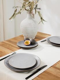 Ontbijtbord Hali met reactief glazuur, 4 stuks, Keramiek, geglazuurd, Blauwgrijs met bruine rand, Ø 20 x H 3 cm