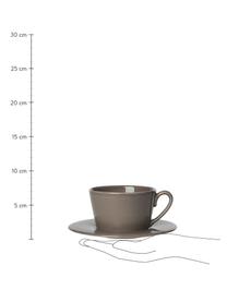 Teetasse mit Untertasse Constance im Landhaus Style, Steingut, Braun, Ø 19 x H 8 cm, 375 ml