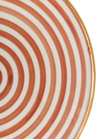 Ręcznie wykonany talerz duży Assiette, Ceramika, Pomarańczowy, odcienie kremowego, złoty, Ø 26 cm
