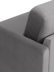 Sofa narożna z aksamitu Fluente, Tapicerka: aksamit (wysokiej jakości, Stelaż: lite drewno sosnowe z cer, Nogi: metal malowany proszkowo, Szary aksamit, S 221 x G 200 cm, lewostronna