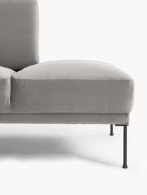 Samt-Ecksofa Fluente, Bezug: Samt (Hochwertiger Polyes, Gestell: Massives Kiefernholz, Füße: Metall, pulverbeschichtet, Samt Grau, B 221 x T 200 cm, Eckteil rechts