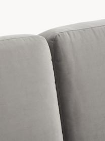 Samt-Ecksofa Fluente, Bezug: Samt (Hochwertiger Polyes, Gestell: Massives Kiefernholz, Füße: Metall, pulverbeschichtet, Samt Grau, B 221 x T 200 cm, Eckteil links