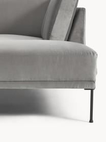Canapé d'angle en velours Fluente, Velours gris, larg. 221 x prof. 200 cm, méridienne à droite