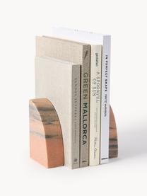 Mramorové zarážky na knihy Natasha, 2 ks, Mramor, Terakotová, mramorovaná, Š 10 x V 16 cm