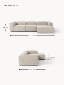 Modulares Ecksofa Lennon aus Leinen-Mix, Bezug: 50 % Viskose, 25 % Leinen, Gestell: Fichtenholz, Sperrholz, m, Leinen-Mix Grau, B 327 x T 180 cm, Eckteil links