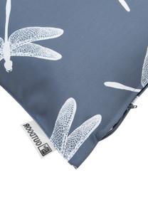 Coussin d'extérieur gris foncé Dragonfly, 100 % polyester, Gris foncé, blanc, larg. 47 x long. 47 cm