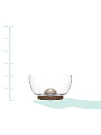 Salatschüssel Eden aus Glas und Eichenholz, Schale: Glas, Untersetzer: Eichenholz, Transparent, Eichenholz, Ø 18 x H 10 cm