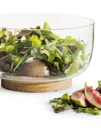 Saladeschaal Eden van glas en eikenhout, Eikenhout, glas, Transparent, eikenhoutkleurig, Ø 18 x H 10 cm